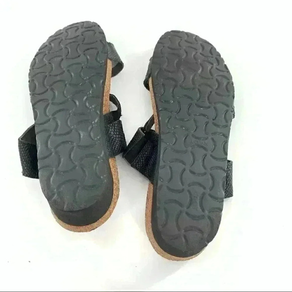 Naot sandals 39 8 black leather snakeskin print sticky strap walking comfort - Picture 7 of 12